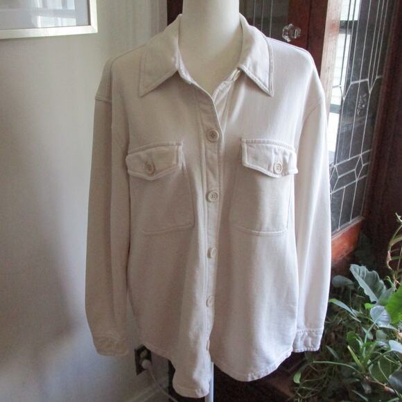 Good American Cream Cotton Shacket Oversized Button Up 1/2 S/M - Picture 4 of 17